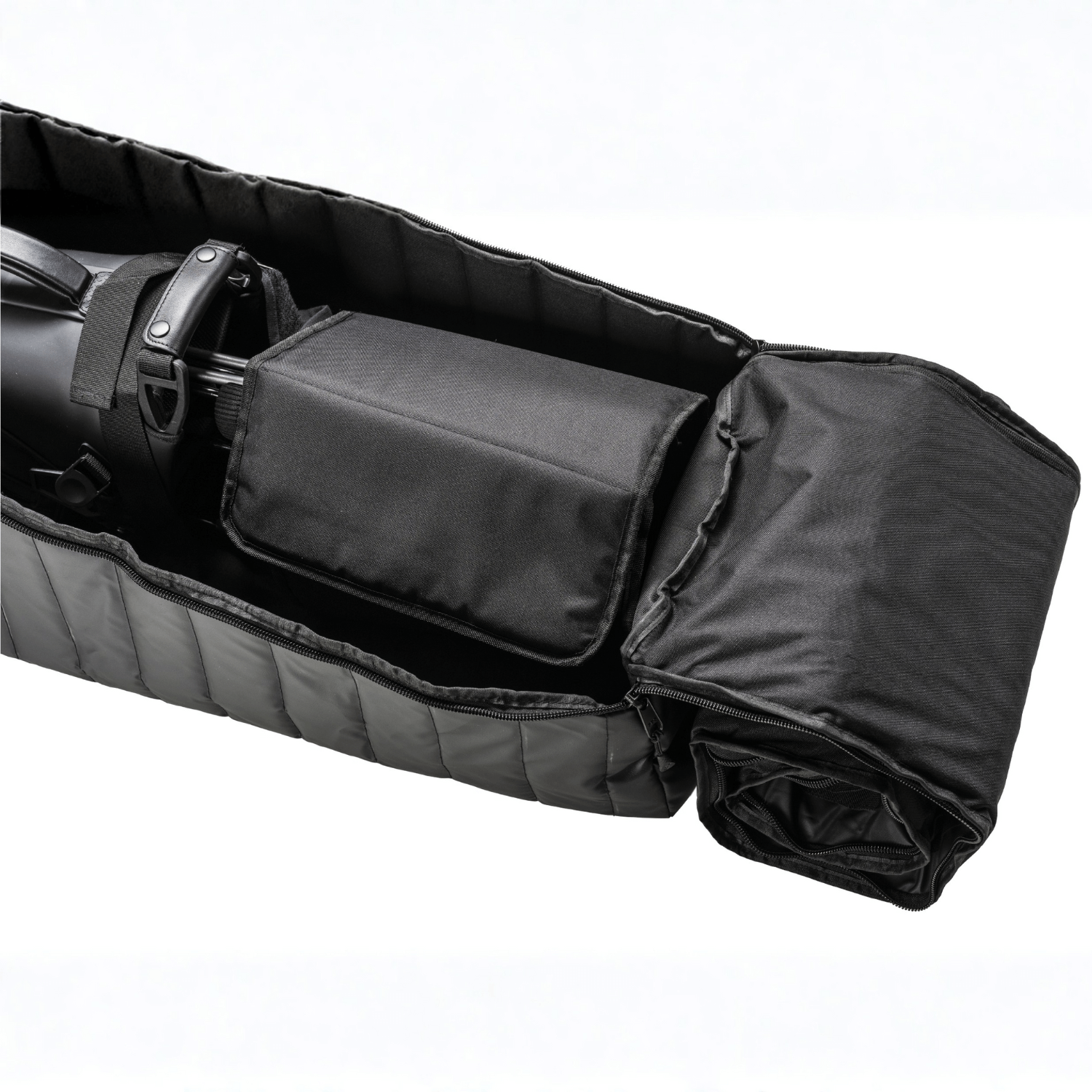 Sportr Golf Travel Bag with the Club Head Protector on a white background