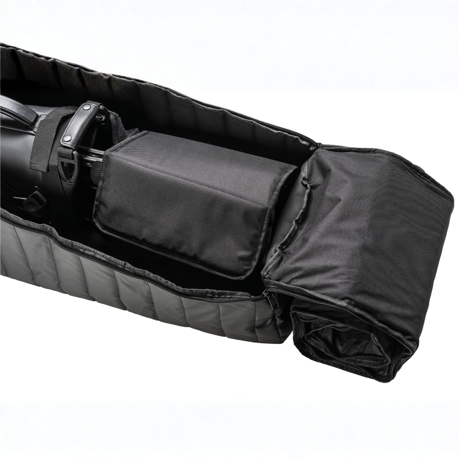 Sportr Golf Travel Bag with the Club Head Protector on a white background